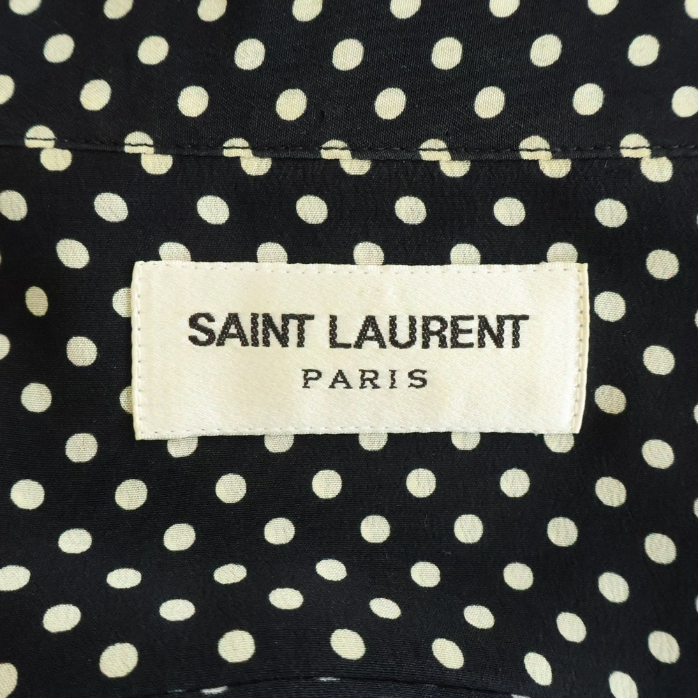 SAINT LAURENT PARIS(サンローランパリ) ポルカドットシルクイヴカラー長袖シャツ ブラック/ホワイト 646850 Y1H53