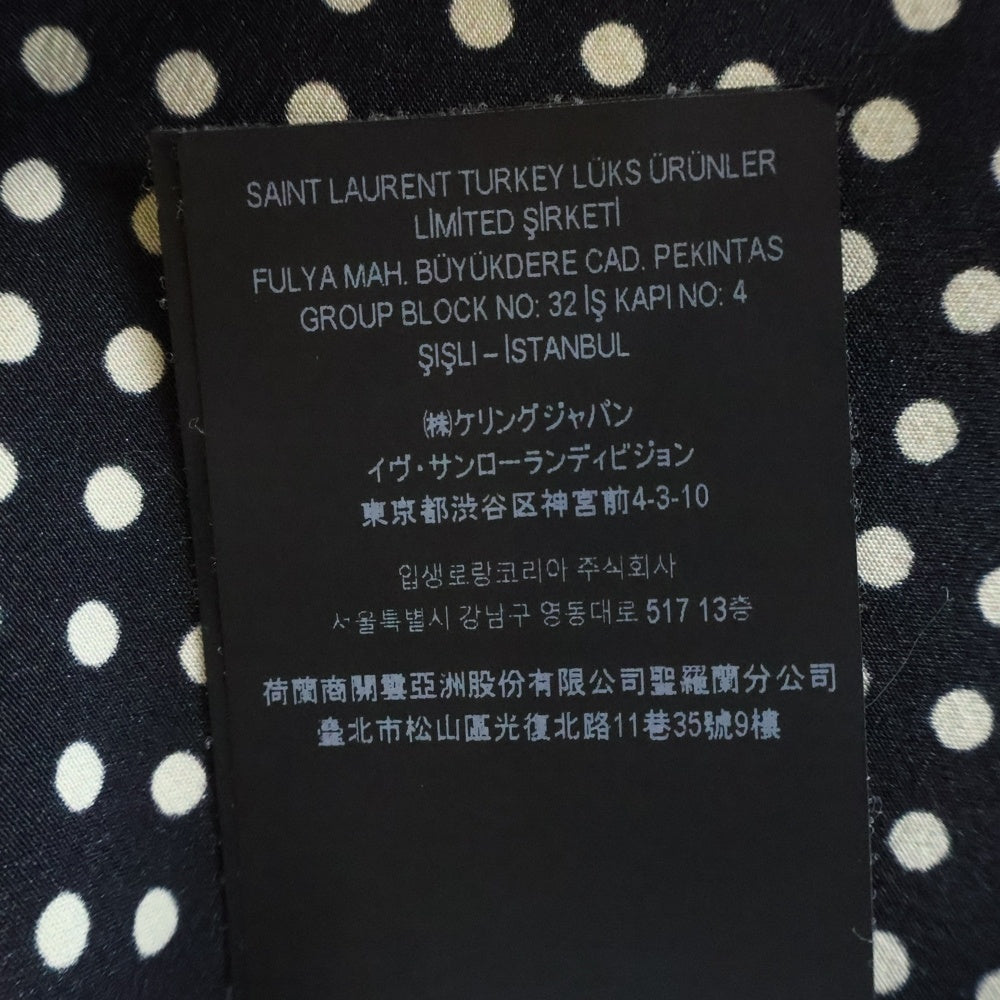 SAINT LAURENT PARIS(サンローランパリ) ポルカドットシルクイヴカラー長袖シャツ ブラック/ホワイト 646850 Y1H53