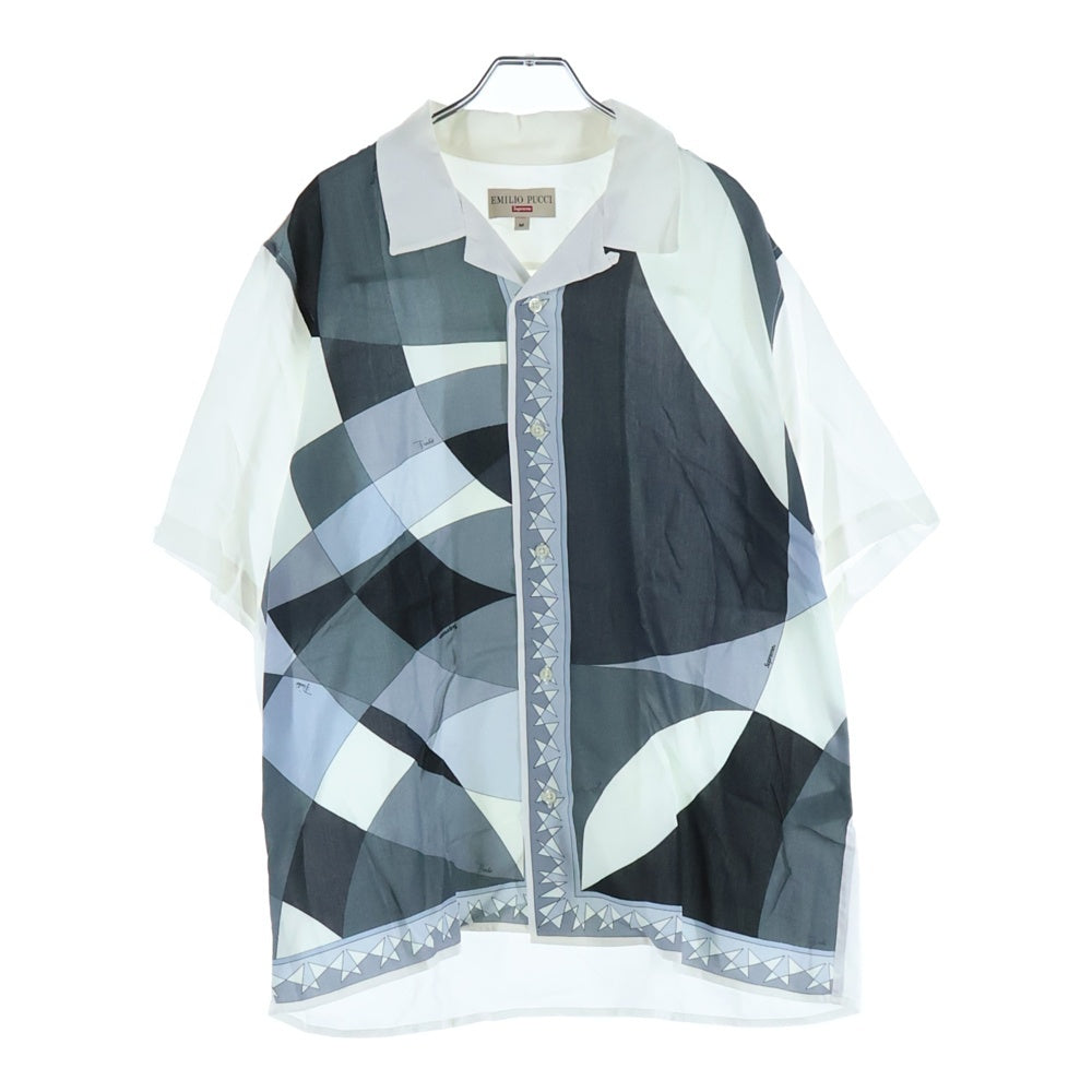 SUPREME(シュプリーム) × EMILIO PUCCI エミリオ プッチ グラフィックオープンカラーシャツ 開襟半袖シャツ ブラック/ホワイト