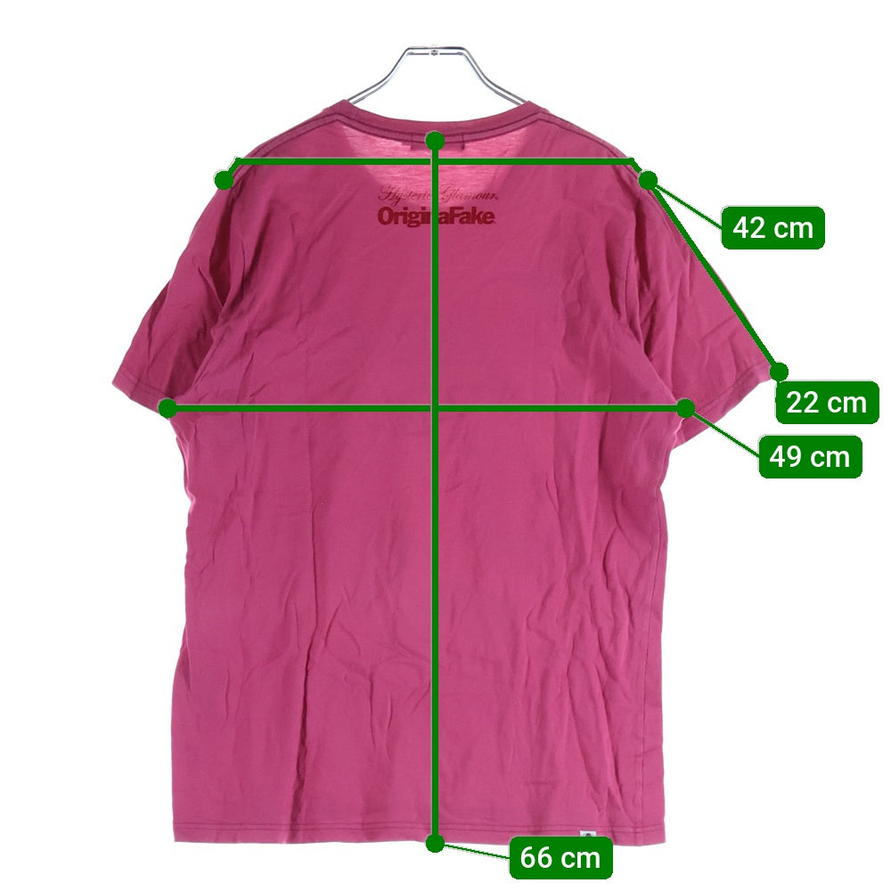 HYSTERIC GLAMOUR(ヒステリックグラマー) × KAWS カウズ ORIGINAL FAKE オリジナルフェイク ガールプリント 半袖Tシャツ ピンク 0212CT23