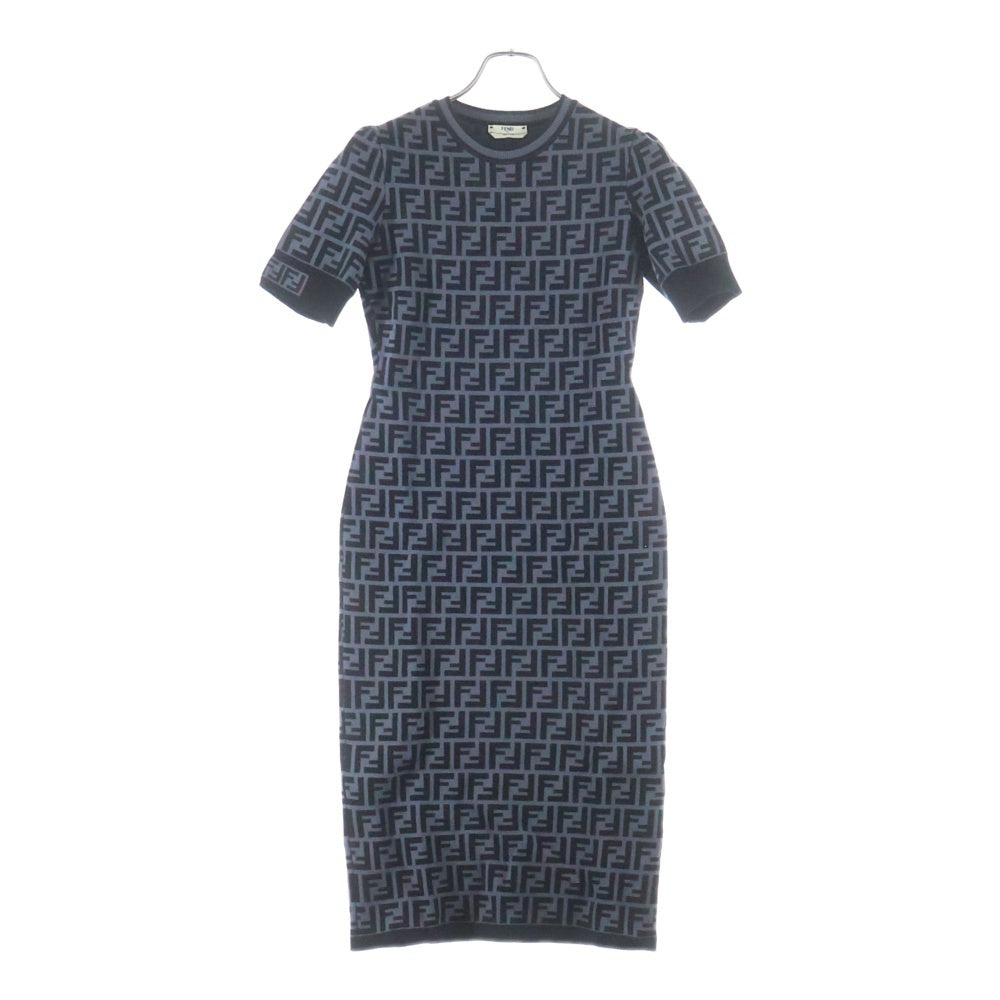FENDI(フェンディ) FFロゴ ズッカ柄 ニットワンピース ブラック FZD753 A5QG レディース