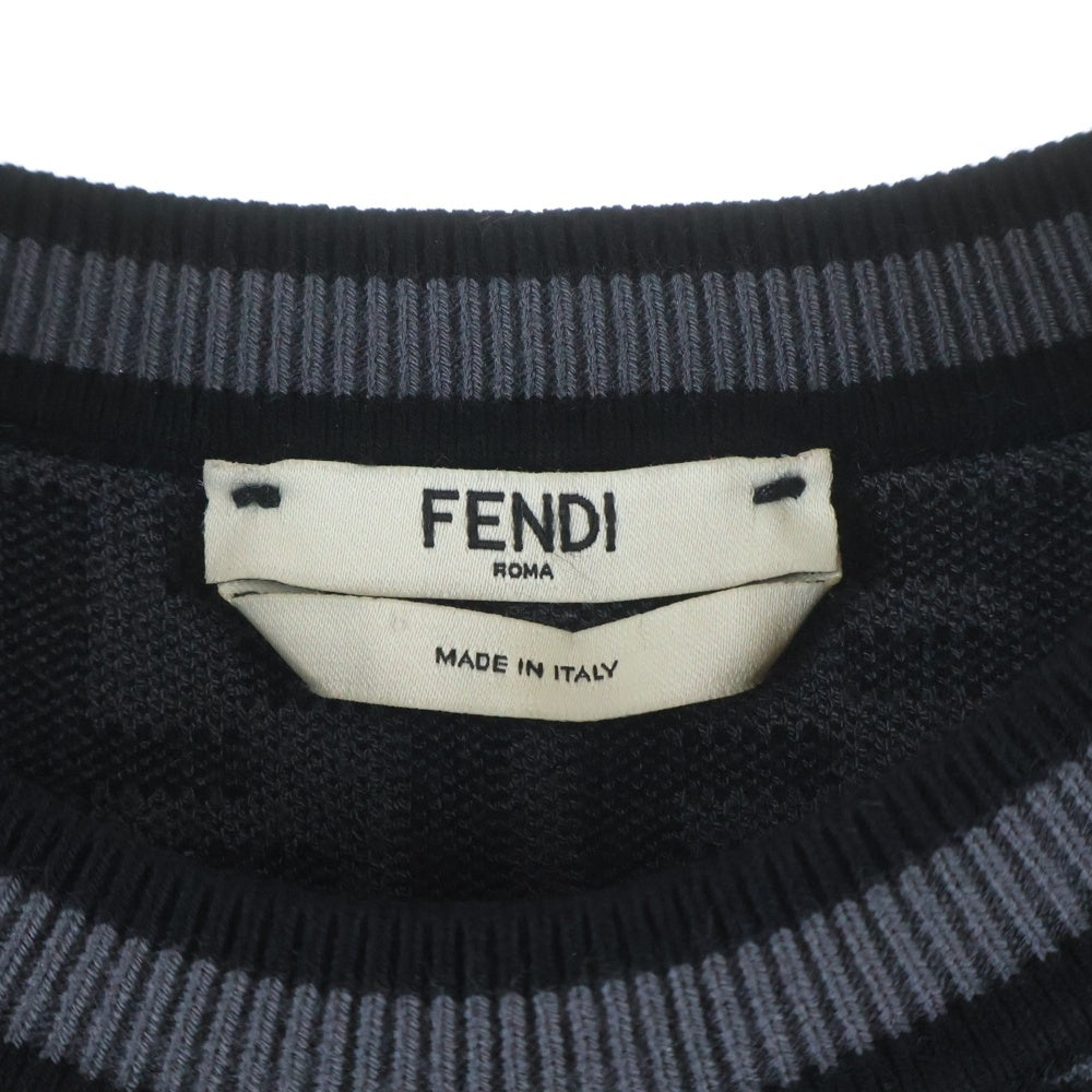 FENDI(フェンディ) FFロゴ ズッカ柄 ニットワンピース ブラック FZD753