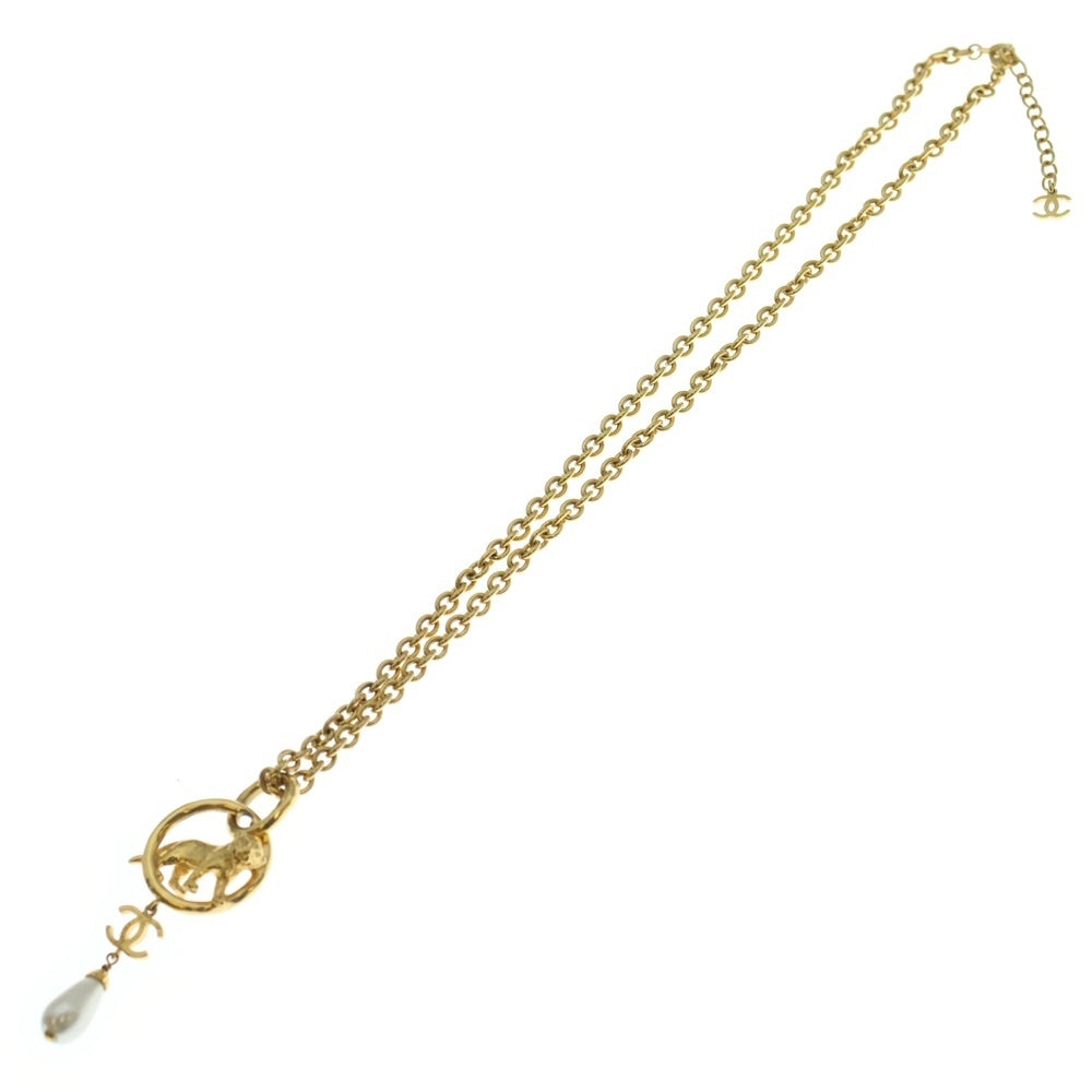 CHANEL(シャネル) ライオン ココマーク パール チェーン ペンダント ネックレス ゴールド AB8771