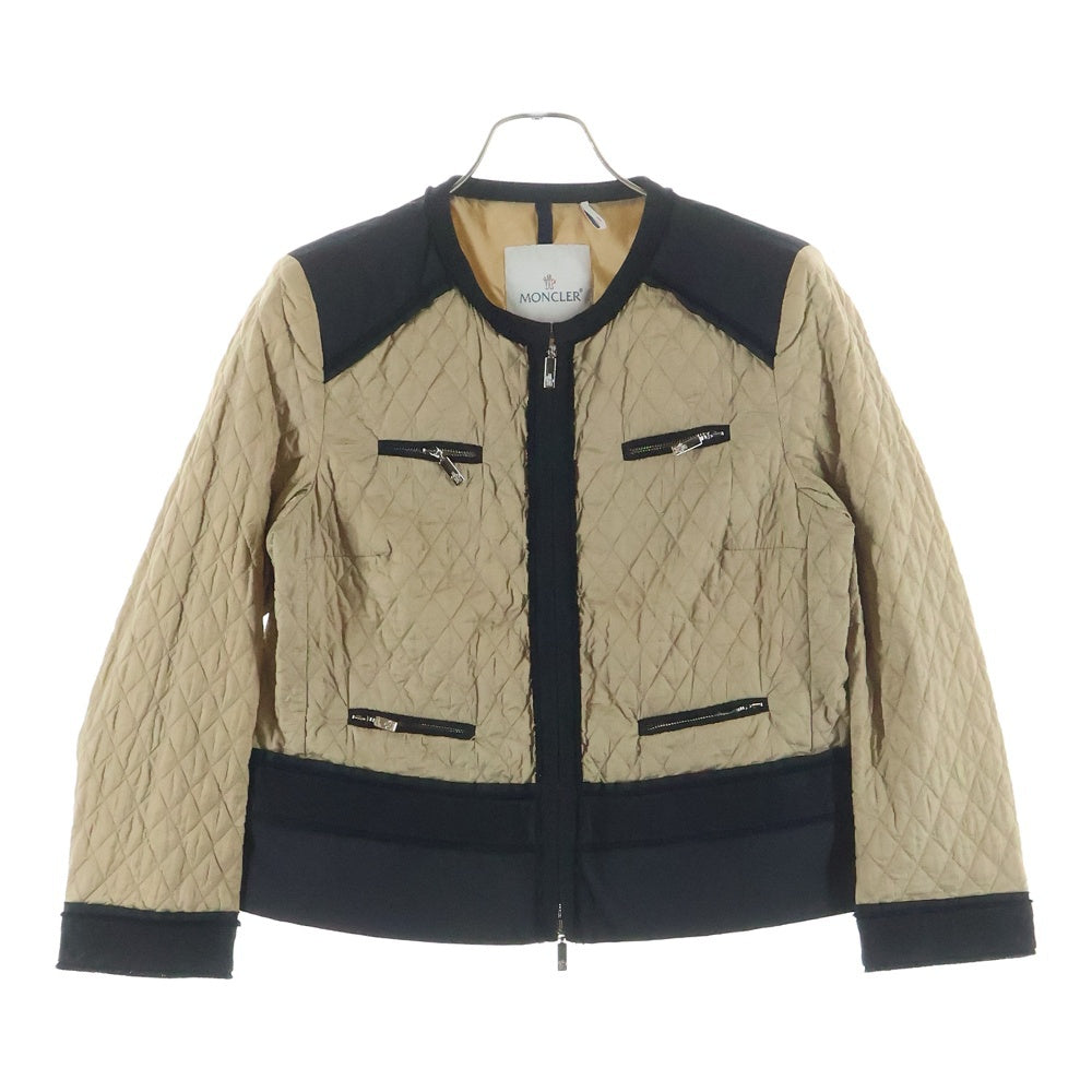 MONCLER(モンクレール) ROSELINE ノーカラー キルティング ジップアップジャケット ブラウン/ブラック 210934550600 レディース