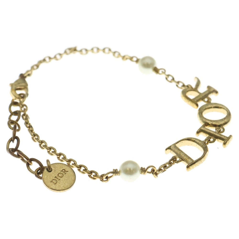 DIOR(ディオール) パールロゴ ブレスレット チェーンブレスレット ゴールド レディース