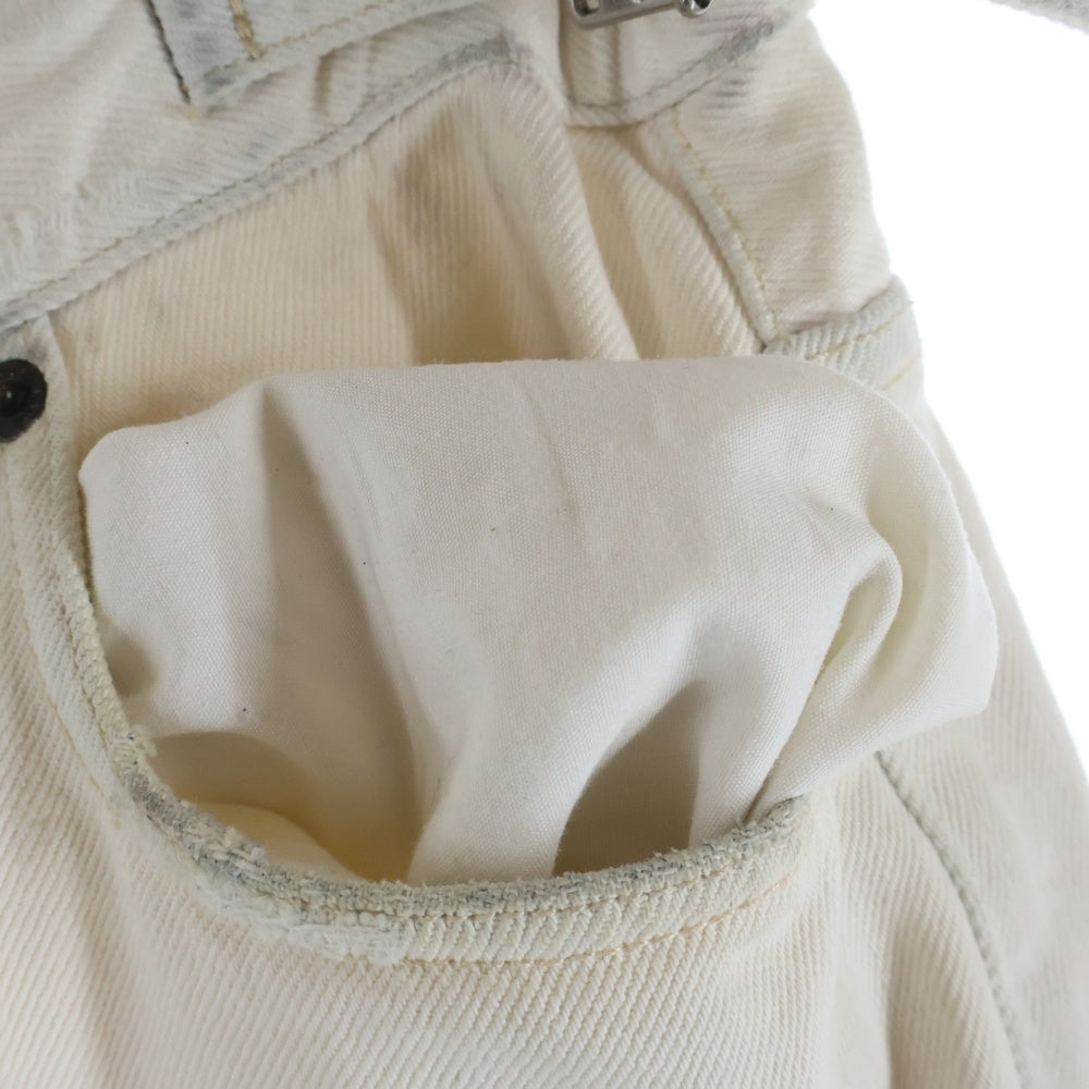 BALENCIAGA(バレンシアガ) Oversized Cargo Pant オーバーサイズ ハーフパンツ切替 ダメージ加工 カーゴパンツ アイボリー 675217 TAP04