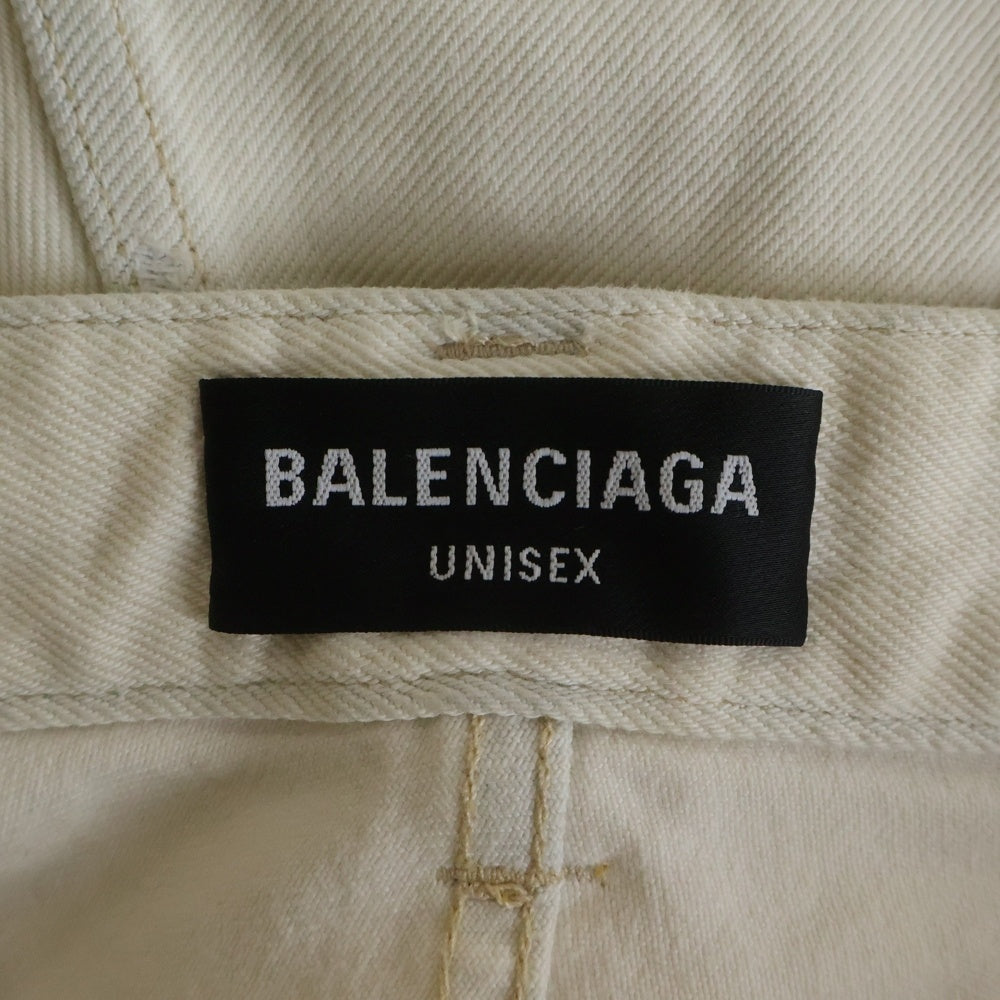 BALENCIAGA(バレンシアガ) Oversized Cargo Pant オーバーサイズ ハーフパンツ切替 ダメージ加工 カーゴパンツ アイボリー 675217 TAP04