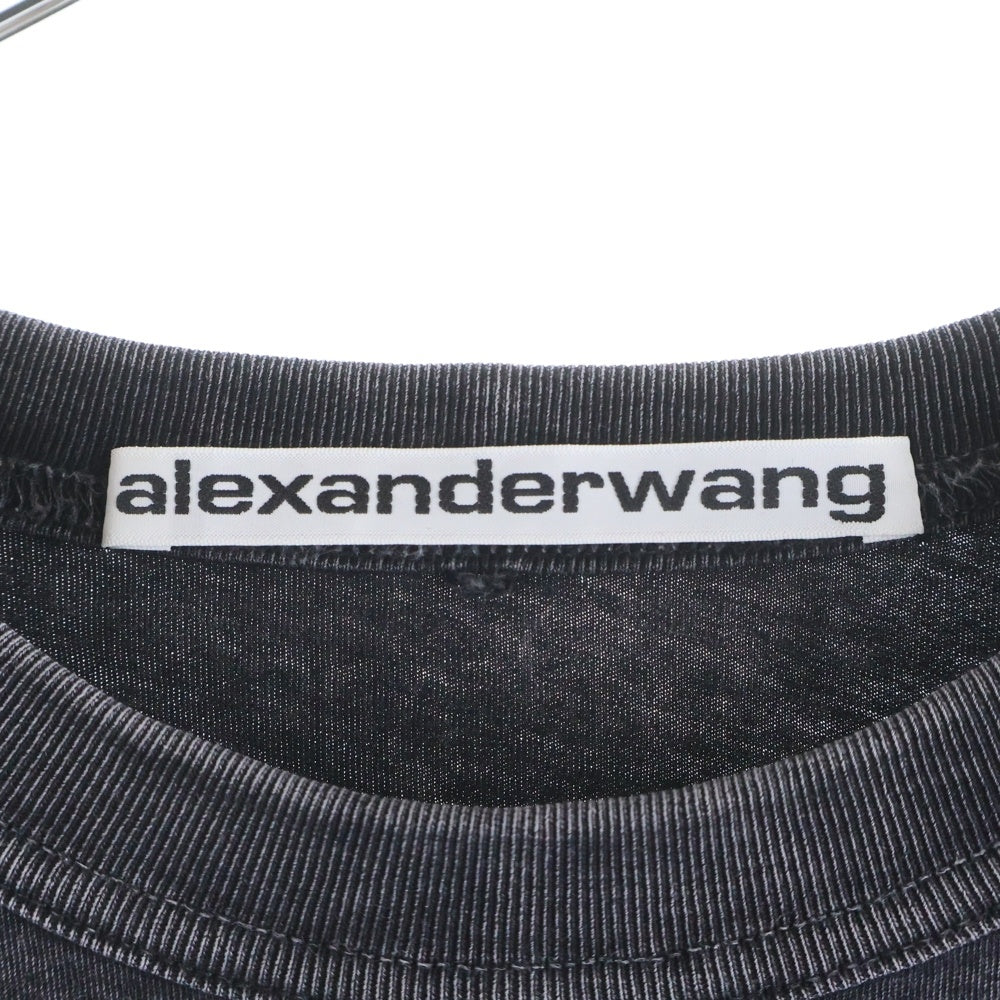 ALEXANDER WANG(アレキサンダーワン) ハイツイストジャージーアシッドウォッシュ半袖Tシャツ カットソー ダークグレー UCC2221527