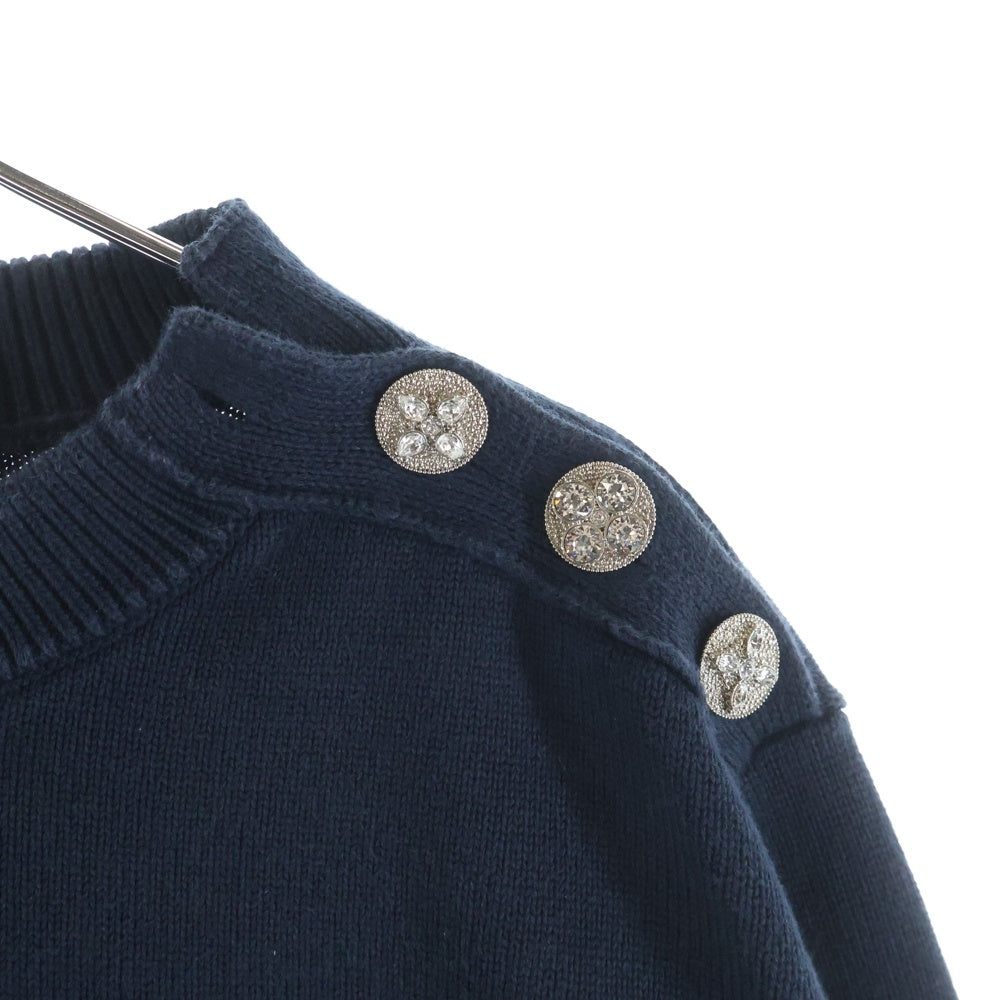 LOUIS VUITTON(ルイヴィトン) 24AW Embroidered Cotton Blend Creneck knit エンブロイダリーロゴ クルーネックコットンニット ネイビー RM242MM TBY HRN13W