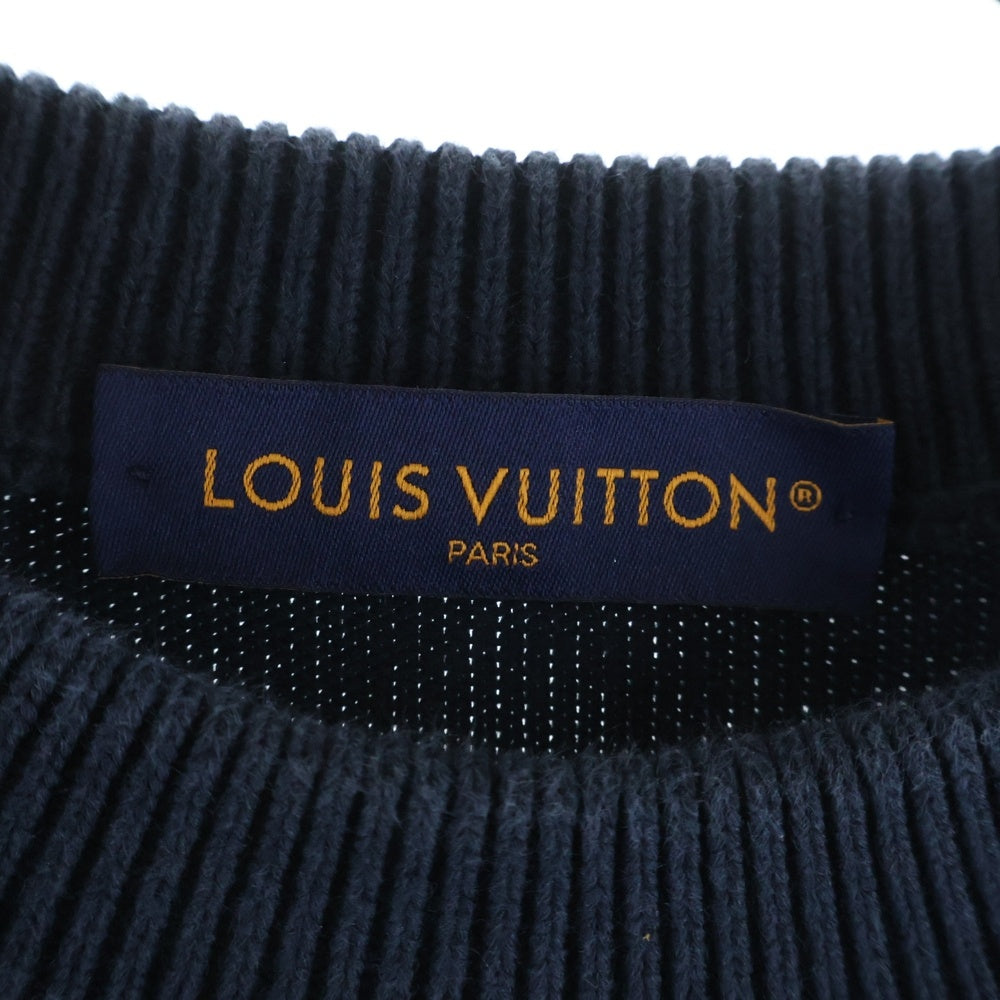 LOUIS VUITTON(ルイヴィトン) 24AW Embroidered Cotton Blend Creneck knit エンブロイダリーロゴ クルーネックコットンニット ネイビー RM242MM TBY HRN13W
