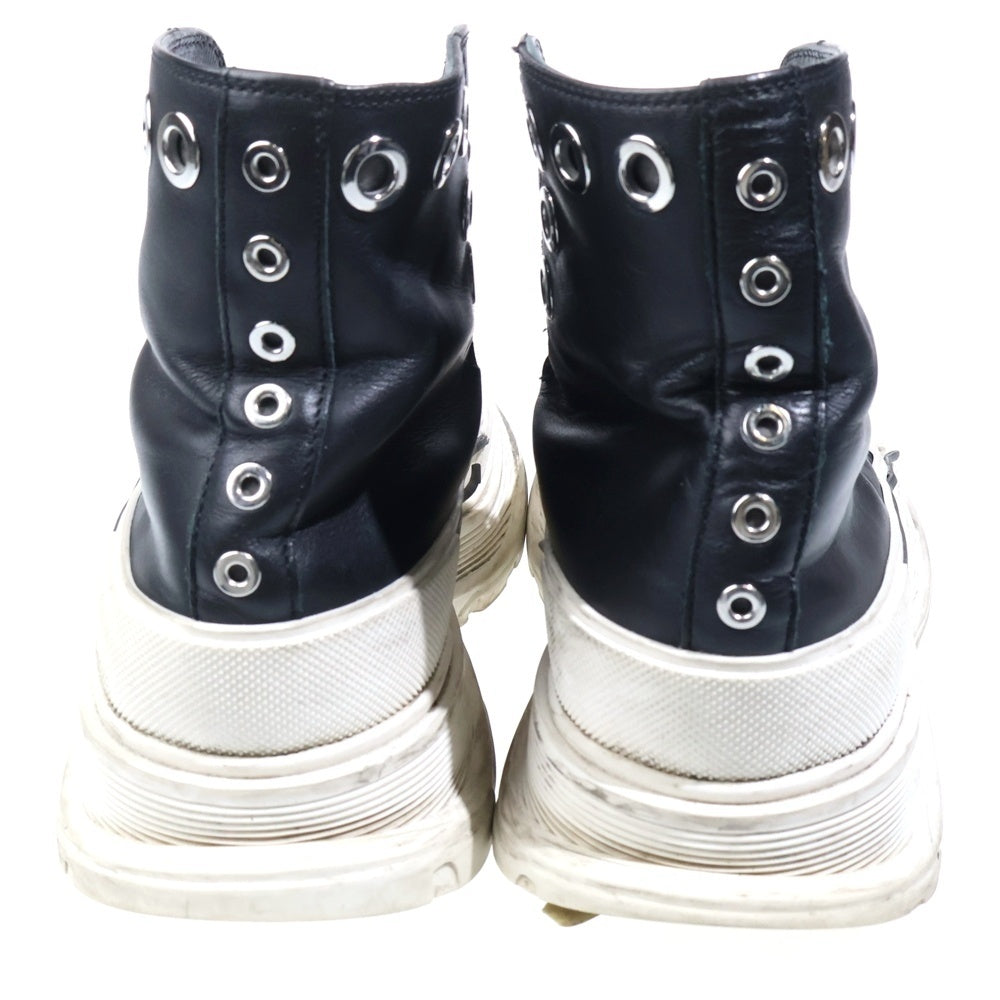 Alexander McQueen(アレキサンダーマックイーン) Joey Sneaker With Eyelets シルバー装飾 レザーハイカットスニーカー ブラック 727806
