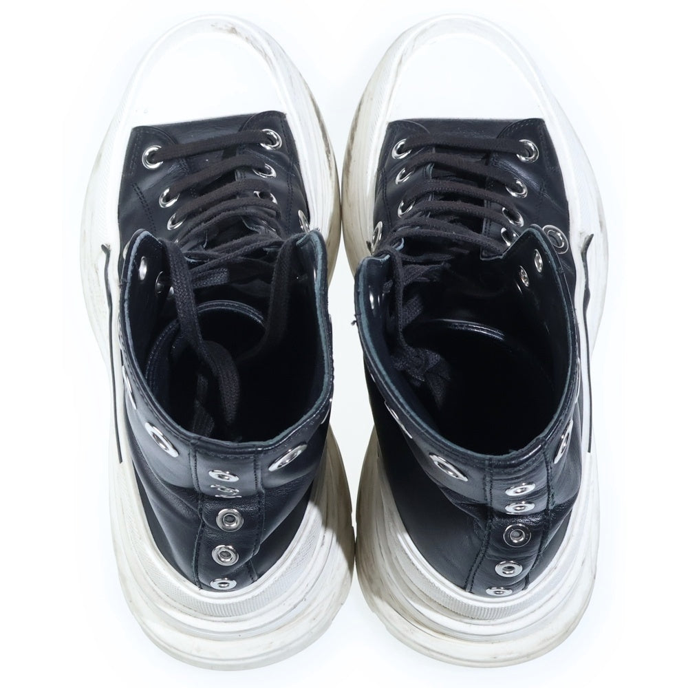 Alexander McQueen(アレキサンダーマックイーン) Joey Sneaker With Eyelets シルバー装飾 レザーハイカットスニーカー ブラック 727806