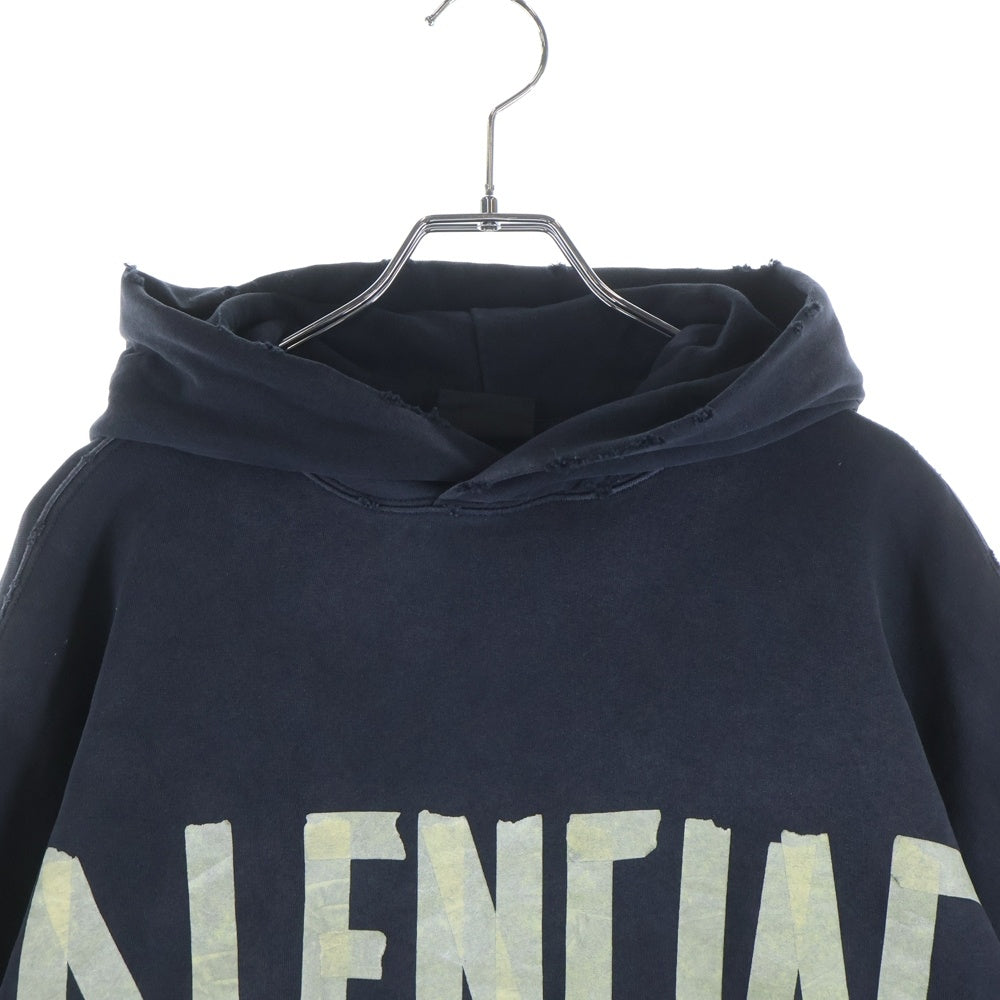 BALENCIAGA(バレンシアガ) 23SS Tape Type Ripped Pocket Hoodie テープロゴ プルオーバーフーディー パーカー ブラック 744190 TOVB1