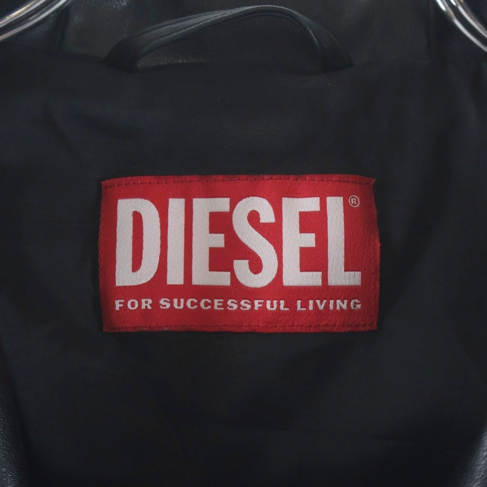 DIESEL(ディーゼル) フェイクレザージップアップジャケット フード付きジャケット ブラック A13407