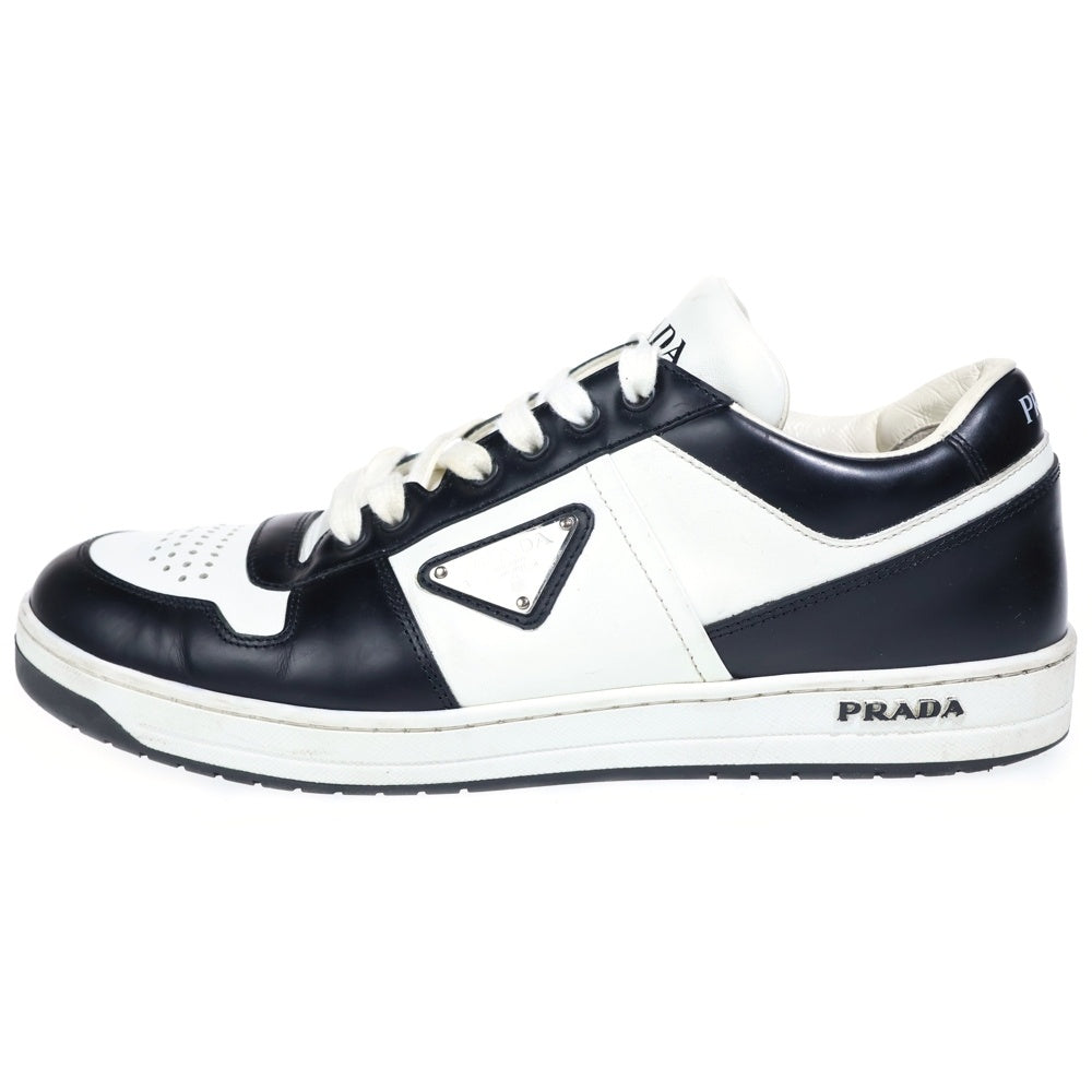 PRADA(プラダ) トライアングルロゴ レザーローカットスニーカー シューズ ブラック/ホワイト 2EE364
