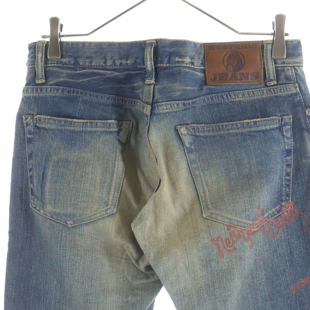 HYSTERIC GLAMOUR(ヒステリックグラマー) ×The New York DOLLS ×ニューヨークドールズ スタッズ プリントデニムパンツ インディゴ 2AP-6092