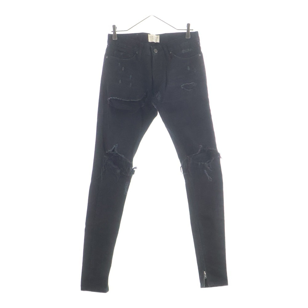 FEAR OF GOD(フィアオブゴッド) 4TH COLLECTION 裾ジップ ダメージ加工 デニムパンツ ブラック