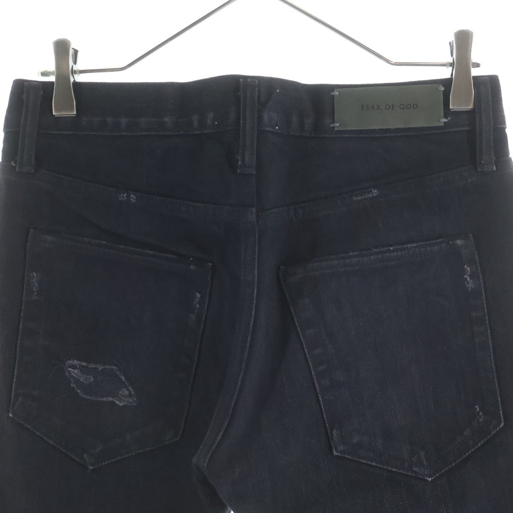 FEAR OF GOD(フィアオブゴッド) 4TH COLLECTION 裾ジップ ダメージ加工 デニムパンツ ブラック