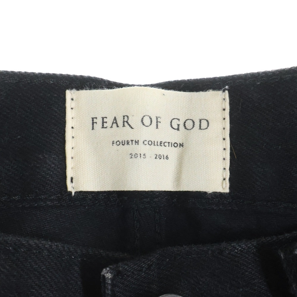 FEAR OF GOD(フィアオブゴッド) 4TH COLLECTION 裾ジップ ダメージ加工 デニムパンツ ブラック