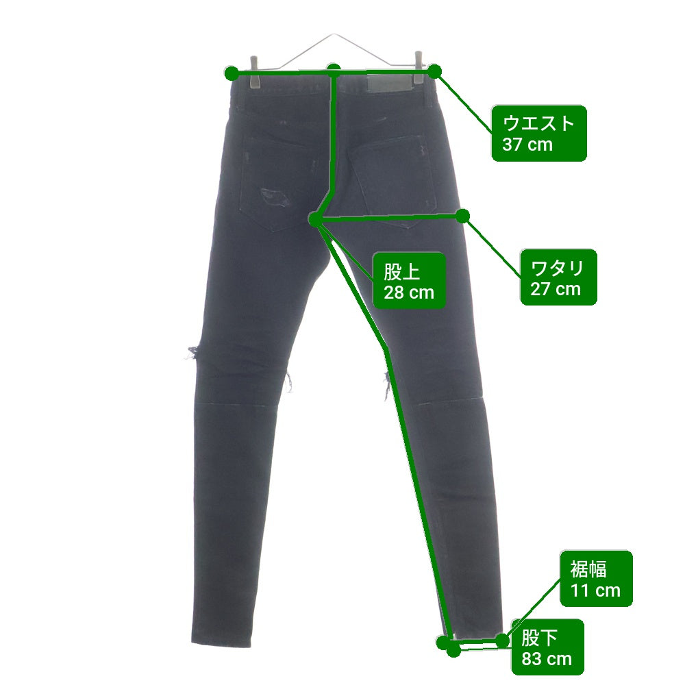 FEAR OF GOD(フィアオブゴッド) 4TH COLLECTION 裾ジップ ダメージ加工 デニムパンツ ブラック