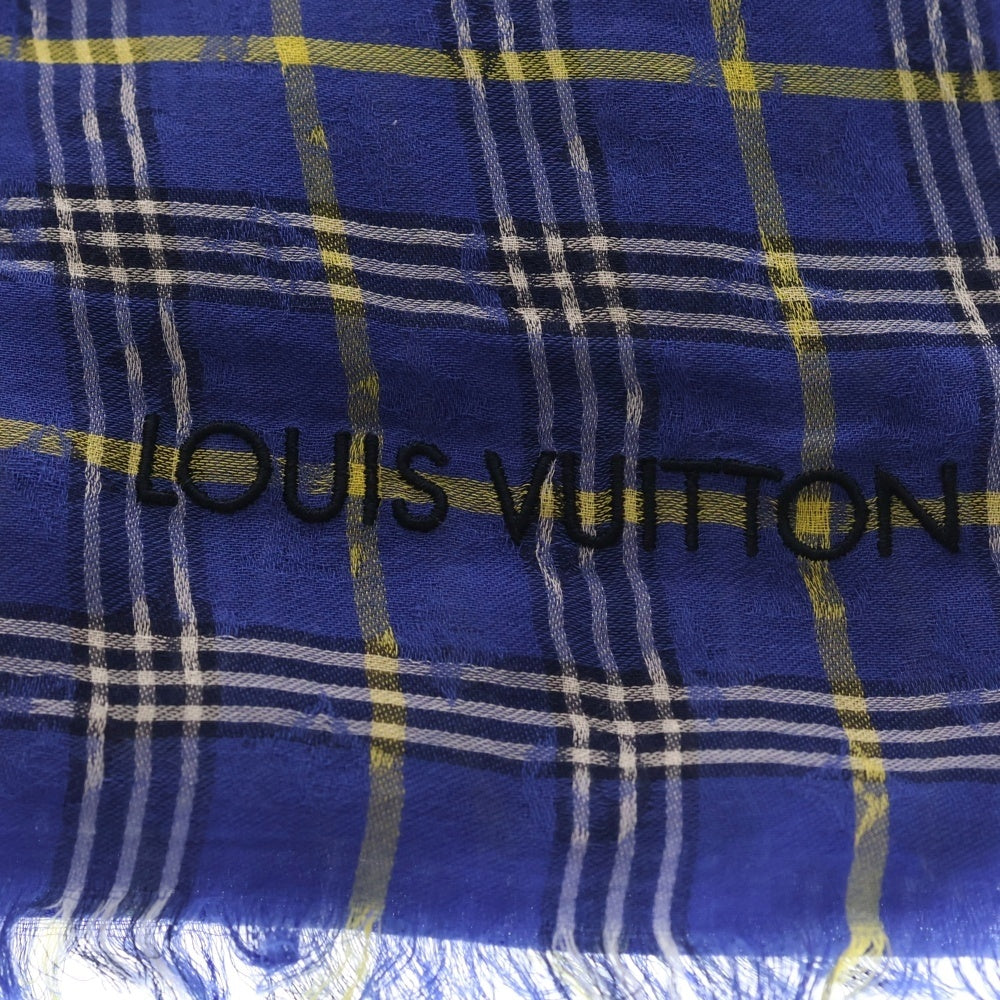 LOUIS VUITTON(ルイヴィトン) モノグラム チェック柄 ストール ブルー レディース