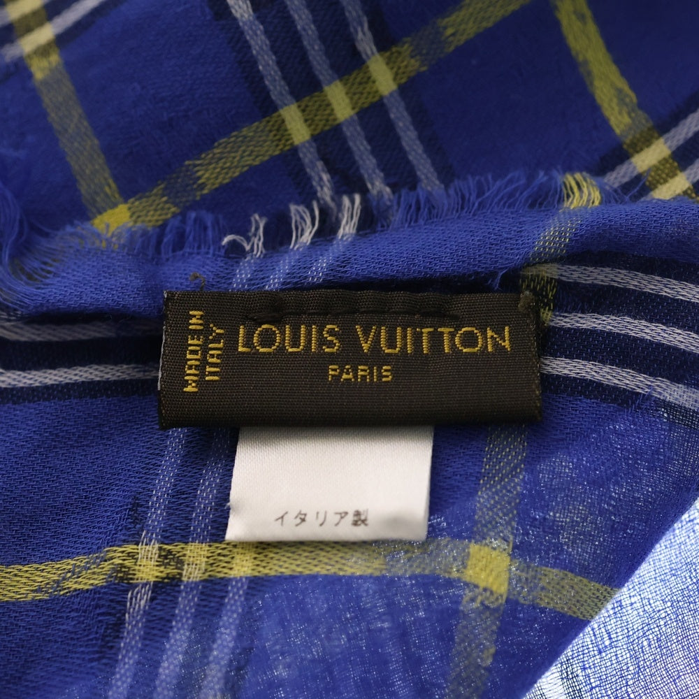 LOUIS VUITTON(ルイヴィトン) モノグラム チェック柄 ストール ブルー レディース