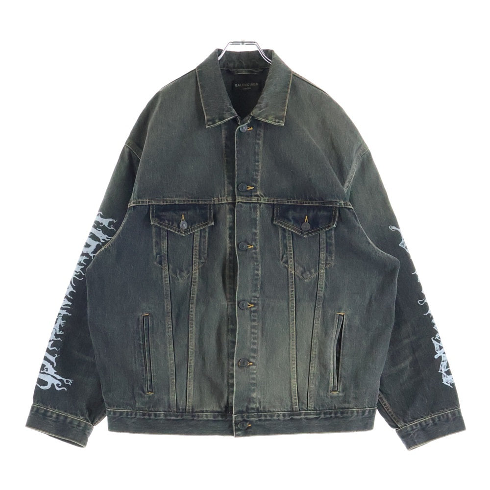 BALENCIAGA(バレンシアガ) 24SS LARGE FIT JACKET WASHED BLACK PAGODA 773804 TBP47 メタルロゴ ラージフィットデニムジャケット ブラック