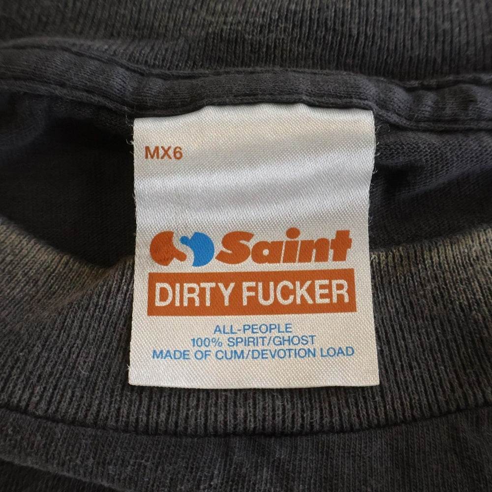 SAINT MICHAEL(セントマイケル) 25SS エッグプリント ヴィンテージ加工 Tシャツ カットソー グレー SN-HR8-0000-007