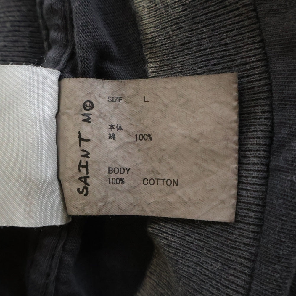 SAINT MICHAEL(セントマイケル) 25SS エッグプリント ヴィンテージ加工 Tシャツ カットソー グレー SN-HR8-0000-007