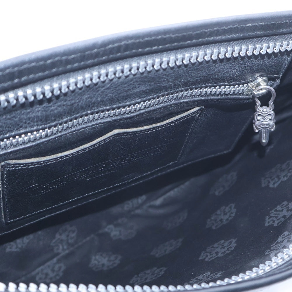 CHROME HEARTS(クロムハーツ) FLAT MED PLANE レザー クラッチバッグ セカンドバック ブラック