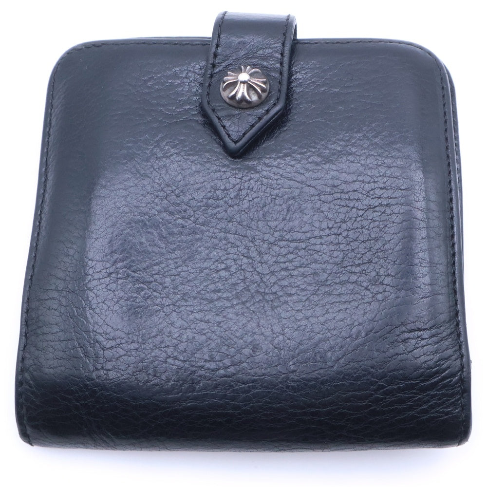 CHROME HEARTS(クロムハーツ) SQ BTN BILL スクエアボタンビル フラップボタンレザーウォレット財布 ブラック