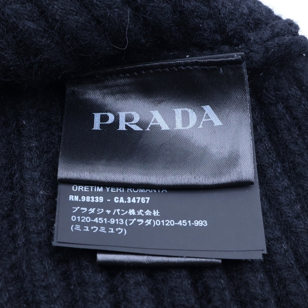 PRADA(プラダ) フロントロゴ カシミア マフラー ブラック UMS417
