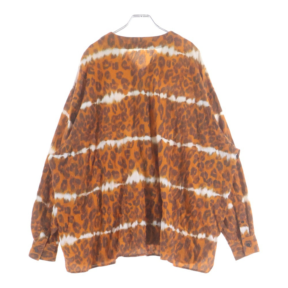 Acne Studios(アクネ ストゥディオズ) ノーカラー レオパード総柄 長袖シャツ オレンジ CB0037