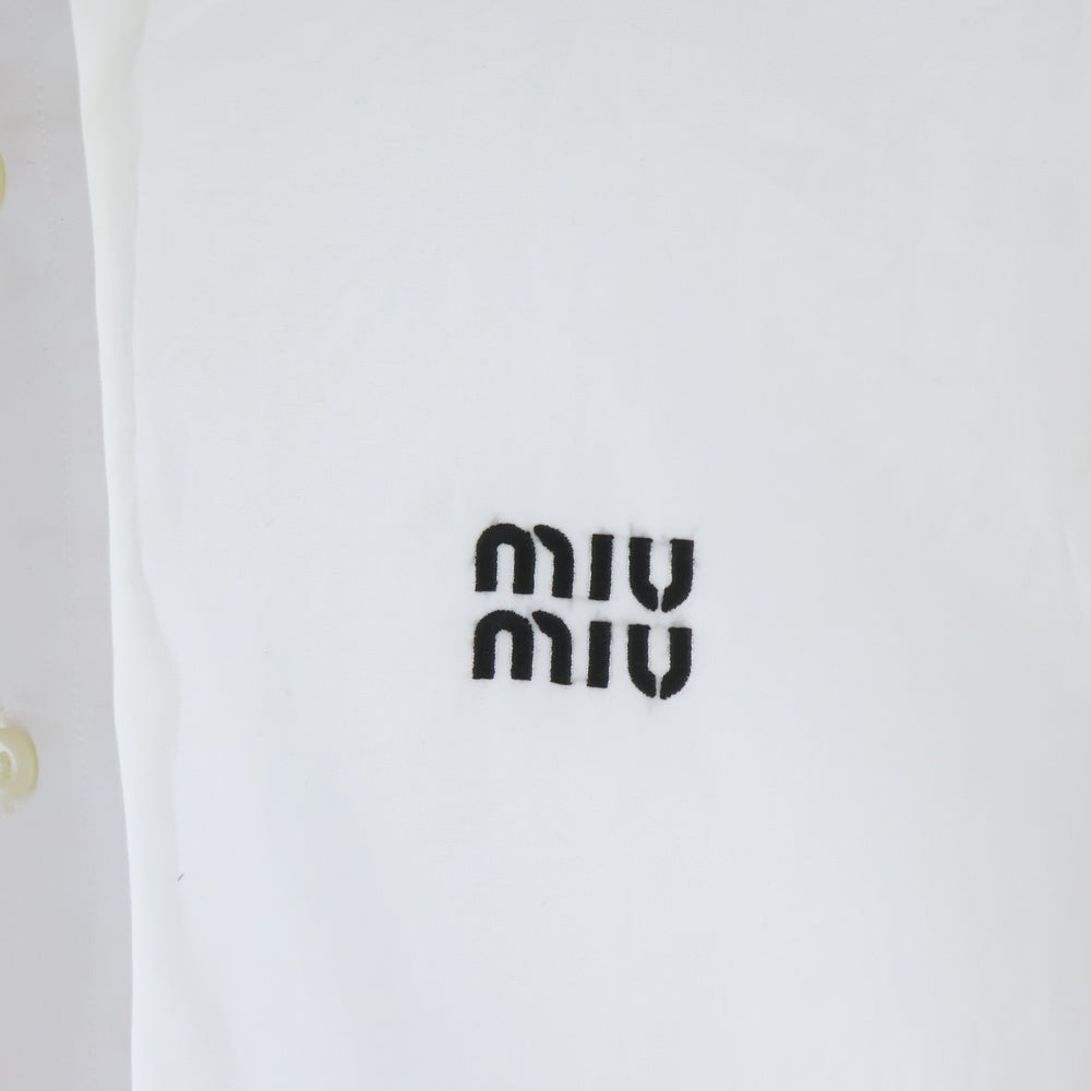 miumiu(ミュウミュウ) ロゴ刺繍 ポプリン 長袖シャツ ホワイト MK1657