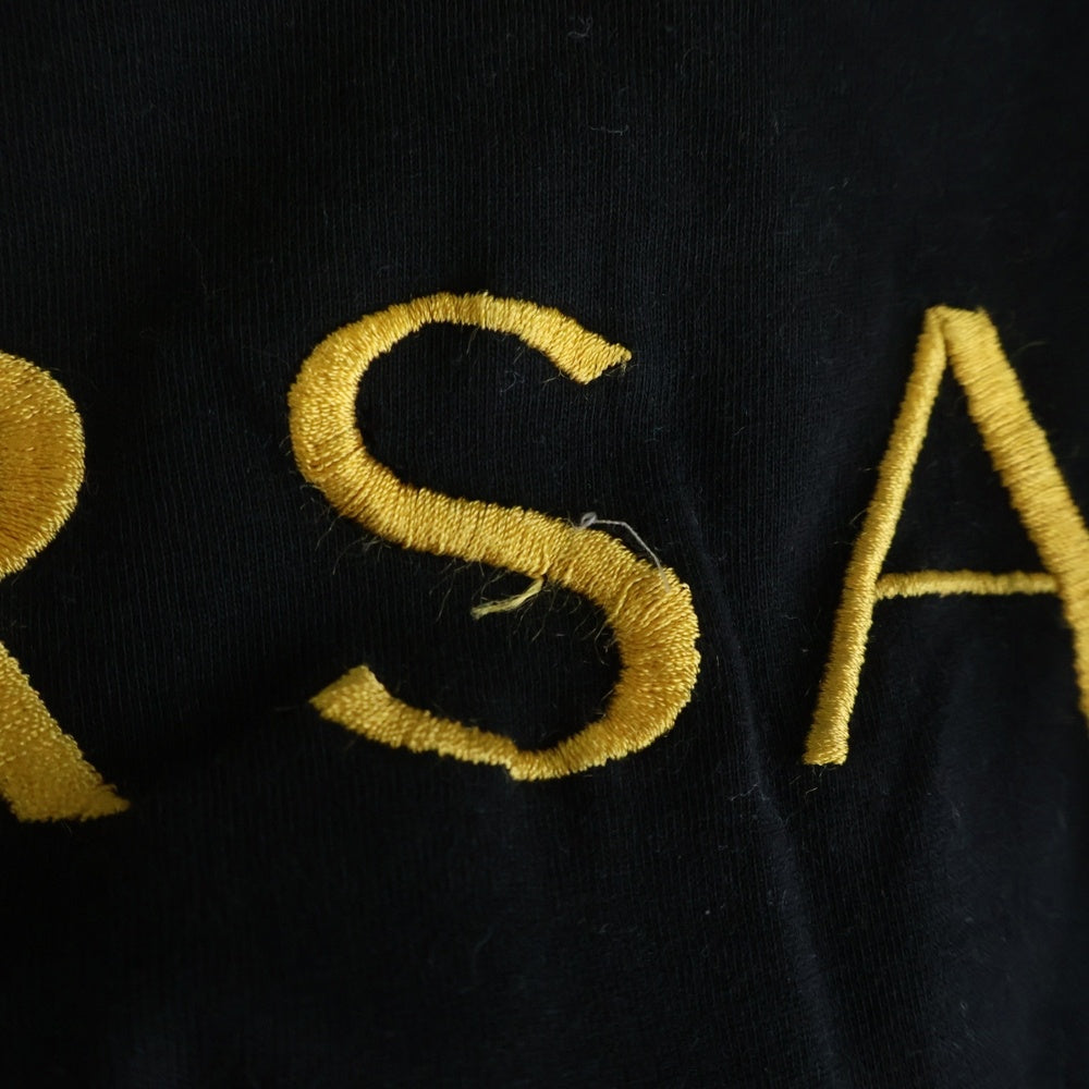 VERSACE(ヴェルサーチ) ロゴ刺繍 半袖Tシャツ カットソー ブラック
