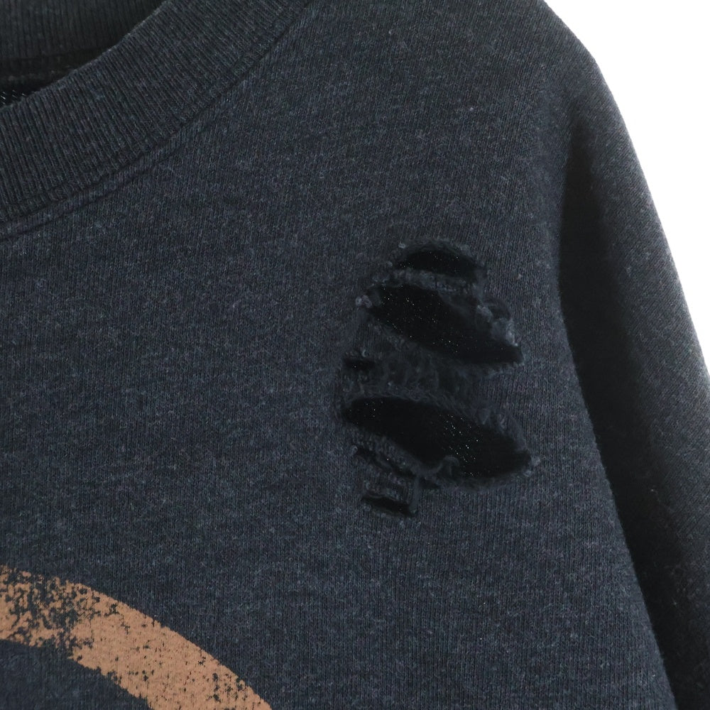 Acne Studios(アクネ ストゥディオズ) 25SS ロゴプリント ダメージ加工スウェットクルーネックシャツ グレー FN-UX-SWEA000044