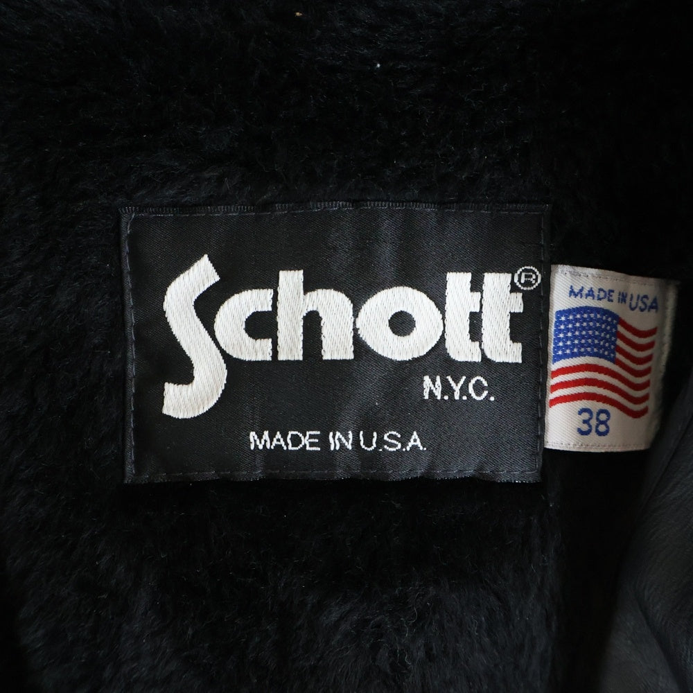 SCHOTT(ショット) 641 single riders jacket zip up シングル ライダース ジャケット ジップ アップ レザー ボアライナー付き ブラック