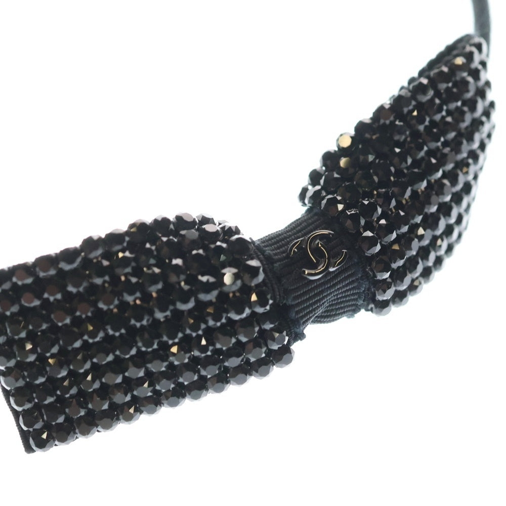 CHANEL(シャネル) ココマーク カチューシャ リボン ビーズ ナイロン ブラック 22A レディース
