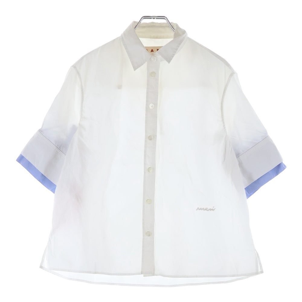MARNI(マルニ) コットン半袖シャツ ホワイト/ブルー CAMA0644QS レディース
