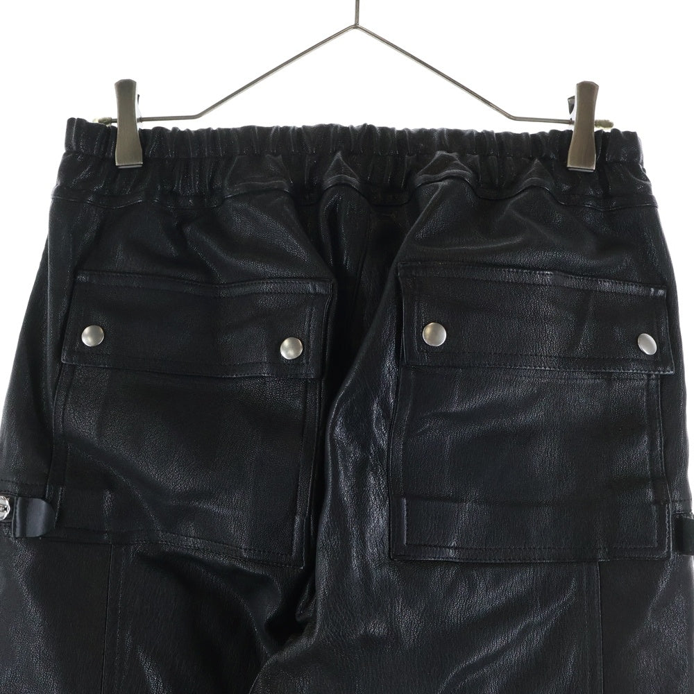 Rick Owens(リックオウエンス) 22AW BAUHAUS CARGO レザーバウハウスカーゴロングパンツ ブラック RU02B2377-LSG