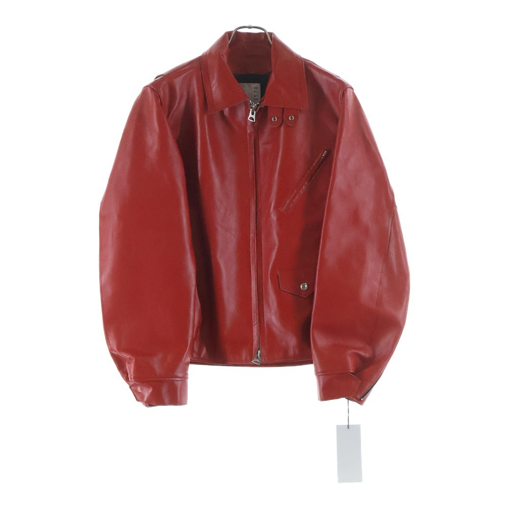 Sacai(サカイ) 25SS LEATHER JACKET マルチポケット ジップアップ カウハイド レザージャケット レッド 25-03578M