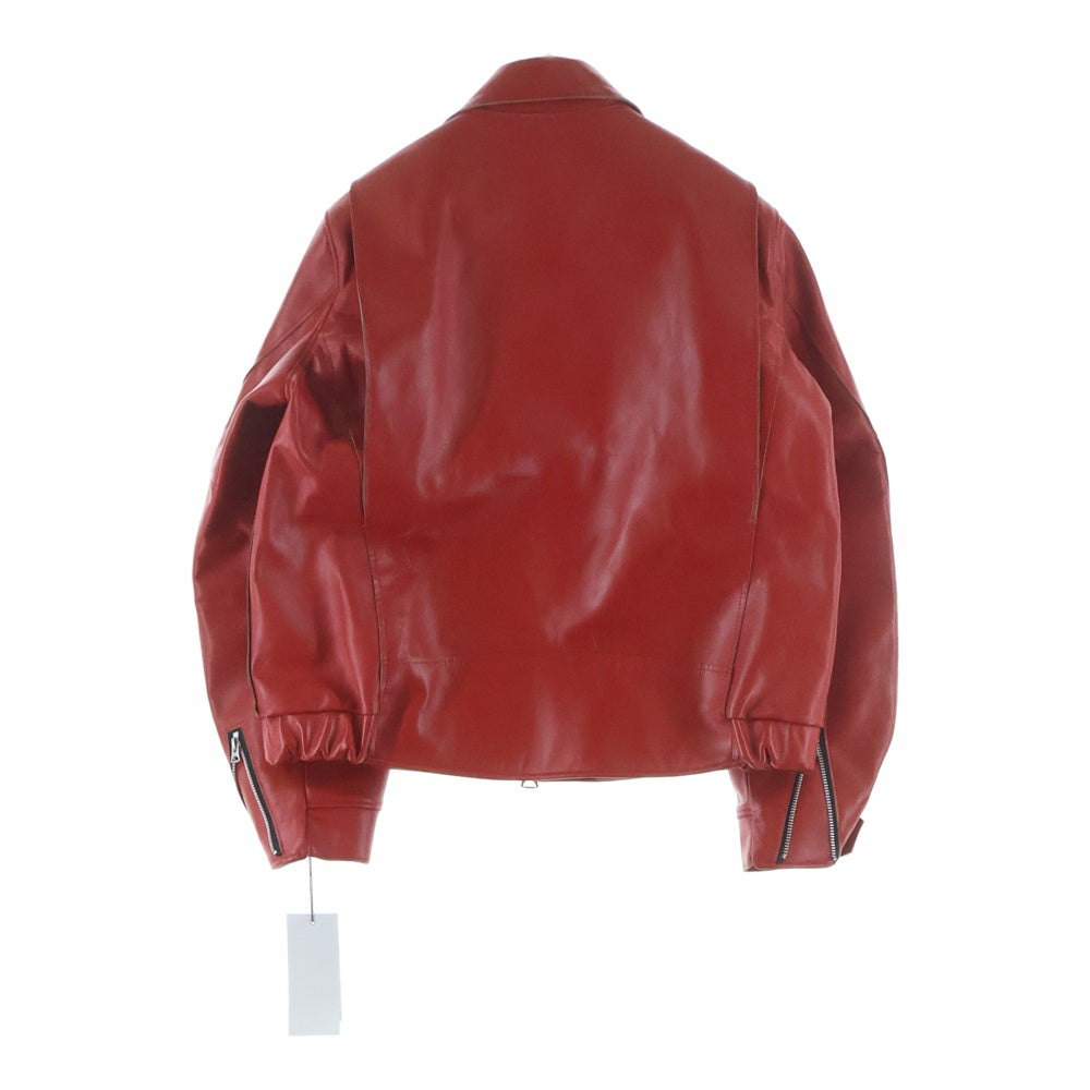 Sacai(サカイ) 25SS LEATHER JACKET マルチポケット ジップアップ カウハイド レザージャケット レッド 25-03578M