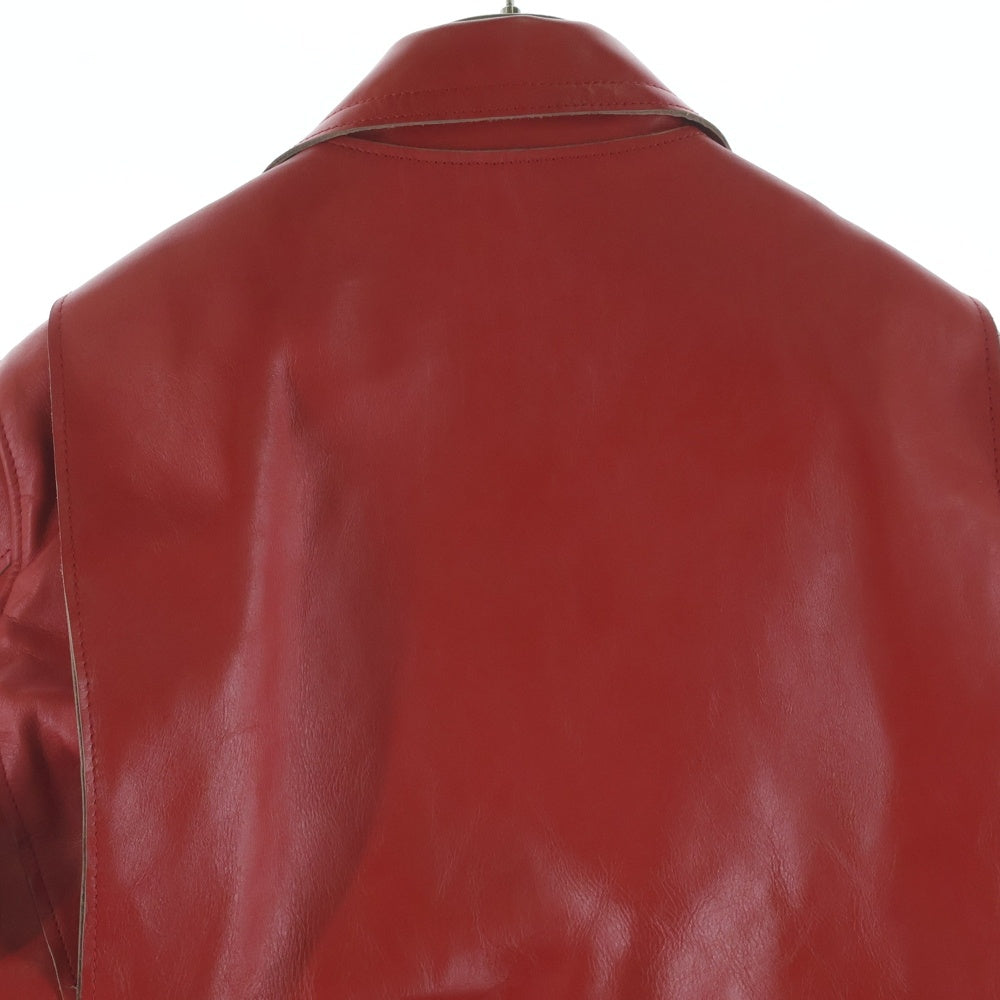 Sacai(サカイ) 25SS LEATHER JACKET マルチポケット ジップアップ カウハイド レザージャケット レッド 25-03578M