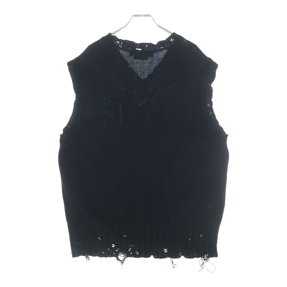 MARNI(マルニ) 23SS ダメージ加工 Vネックニット セーター ブラック CVMG0091A0