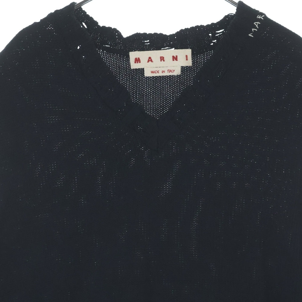 MARNI(マルニ) 23SS ダメージ加工 Vネックニット セーター ブラック CVMG0091A0