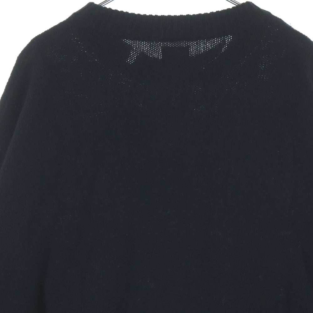 SAINT MICHAEL(セントマイケル) 22AW CLF MEN KNIT フロントデザイン ニットセーター ダメージ加工 デストロイ加工 ブラック SM-A22-0000-033