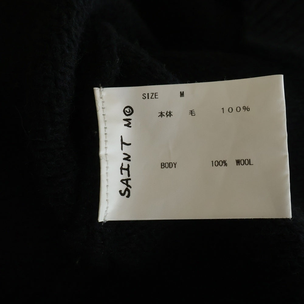 SAINT MICHAEL(セントマイケル) 22AW CLF MEN KNIT フロントデザイン ニットセーター ダメージ加工 デストロイ加工 ブラック SM-A22-0000-033