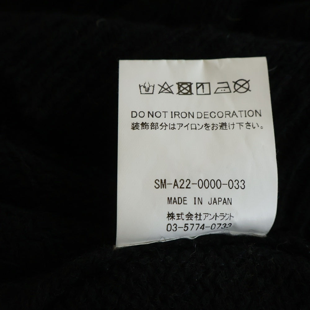 SAINT MICHAEL(セントマイケル) 22AW CLF MEN KNIT フロントデザイン ニットセーター ダメージ加工 デストロイ加工 ブラック SM-A22-0000-033