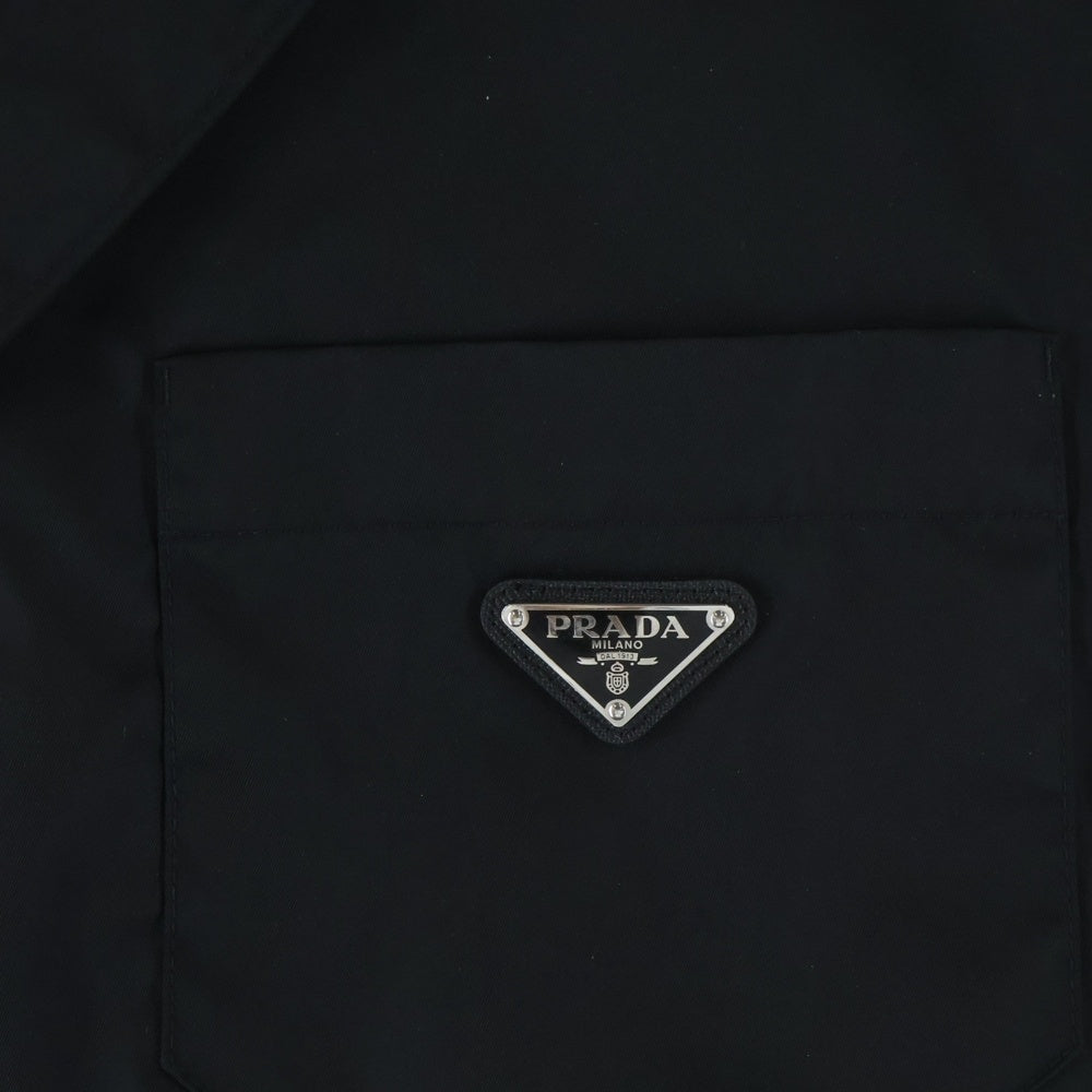 PRADA(プラダ) RE-NYLON リナイロン トライアングルロゴ ナイロン オープンカラー 半袖シャツ ブラック SC449 S182 1WQ8