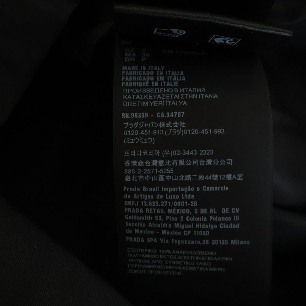 PRADA(プラダ) RE-NYLON リナイロン トライアングルロゴ ナイロン オープンカラー 半袖シャツ ブラック SC449 S182 1WQ8